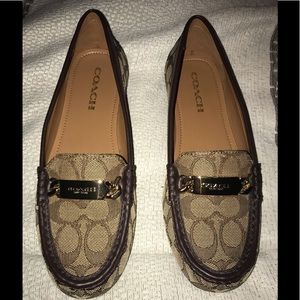 COACH BROWN MONOGRAM LOAFERS!
